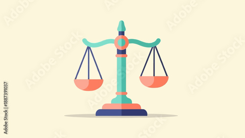 Minimalist graphic of a balance scale with two orange pans