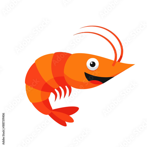 Happy Cartoon Shrimp Character - Cute Ocean Seafood Illustration