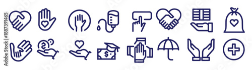 charity icons set vector design 