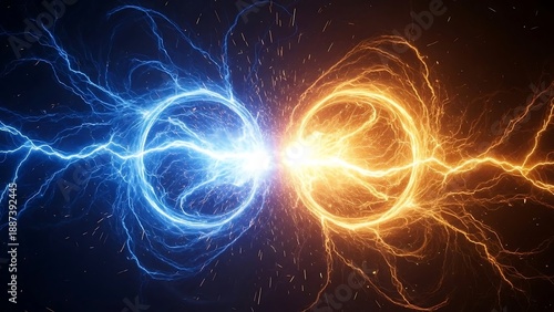 Electricity Energy Sparks Blue Orange.