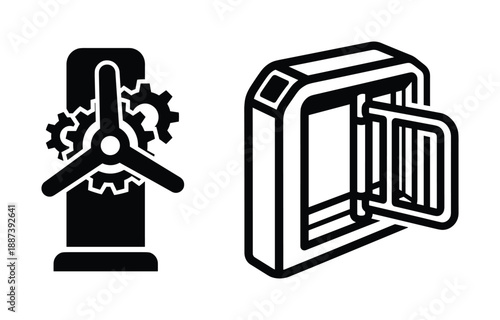 Gear turbine and industrial machine icon design, mechanical and technological elements vector illustration
