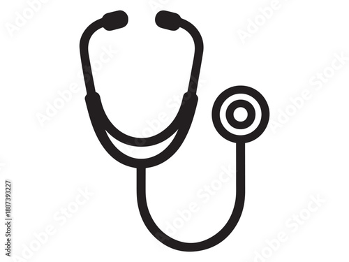 Medical device - Stethoscope in a simple line illustration. Continuous line drawing of a stethoscope. Vector illustration. Black and white icon vector.