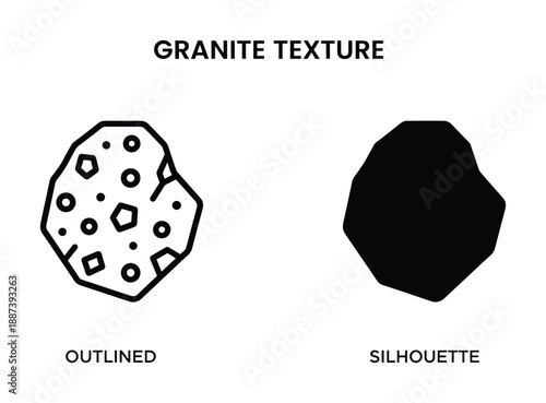 Granite texture outlined and silhouette illustration showing the mineral grains, perfect for geology resources.