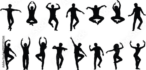 Here is the SEO-optimized content for your vector illustration featuring a collection of dynamic male and female dancer silhouettes.