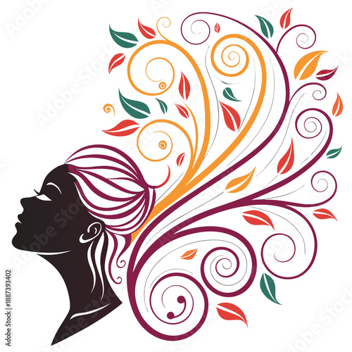 Silhouette of a woman with floral hair