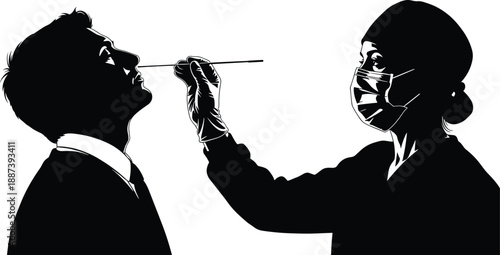 Here is the SEO-optimized content for your vector illustration featuring a medical professional performing a nasal swab test.