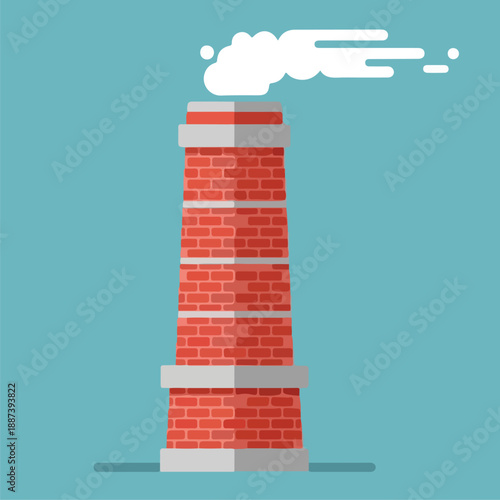 Brick lighthouse emitting white smoke