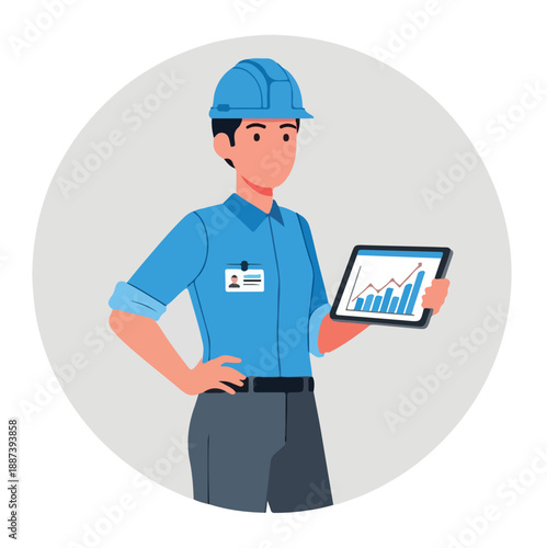 Funny cartoon builder and policeman vector illustration