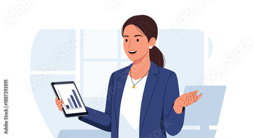 Businesswoman working at an office desk with a laptop and folder