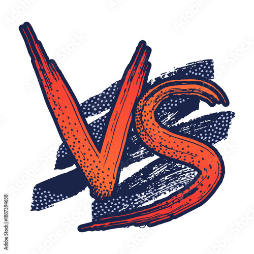 VS Versus Hand Drawn Brush Lettering in Grunge Comic Style