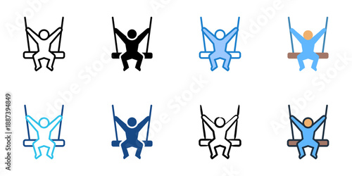 Play area icons set multiple style collection. Editable stroke 

