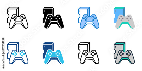 Gaming console icons set multiple style collection. Editable stroke 
