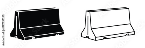 Jersey barriers vector illustration. Concrete road dividers in black and white style