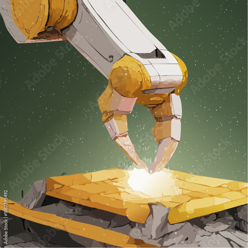 Industrial robotic arm with a precision pincer gripper.