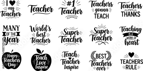 Inspiring Teacher Appreciation Typography Designs Collection with Various Quotes and Decorative Elements