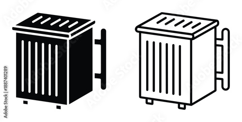 Radiator Illustration, Black and White Radiator Graphics with Vents and Handle