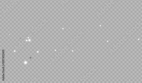 Snowflakes falling decoration isolated background. White snow flying on transparent