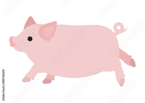 トコトコ走る豚のイラスト