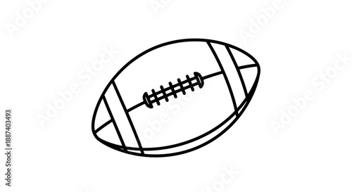 American Football Sport Equipment Outline Object Isolated On White Background Line Art Simple Clean Graphic
