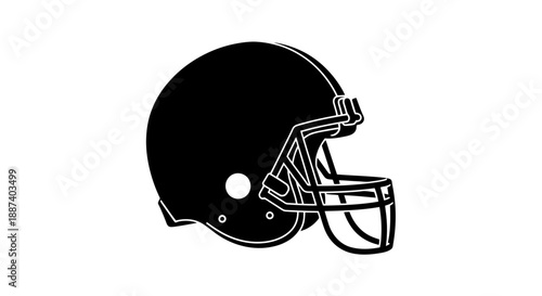 Black American Football Helmet on White Background Represents Athletic Sport Gear For Competition And Team Training