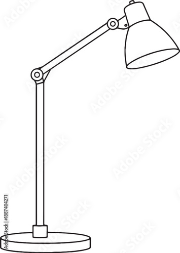 Study Desk Lamp Black and White Line Art Illustration