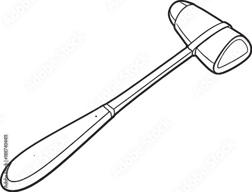 Medical Reflex Hammer Black And White Line Art Illustration
