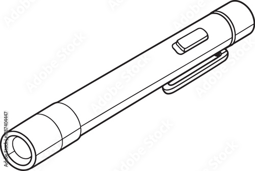 Medical Penlight Black And White Line Art Illustration