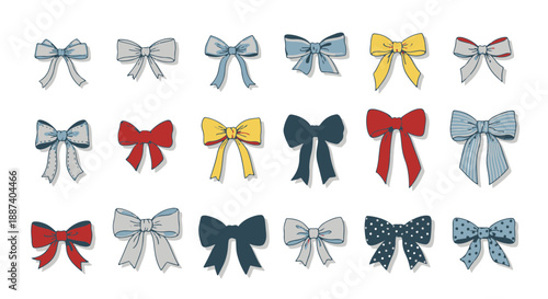 A Collection of Adorable Bows in Various Colors and Patterns, Perfect for Decoration and Crafting