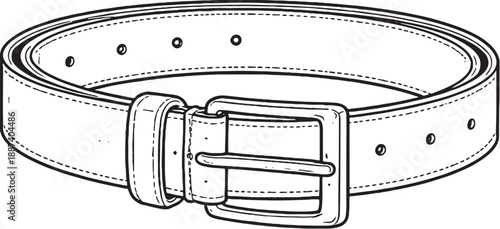 Leather Belt Black and White Line Art Illustration