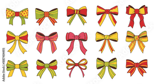 Collection of colorful decorative bows for gifting and crafts, perfect for presents and holiday celebrations