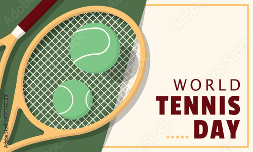 World Tennis Day Template. Racket and tennis ball