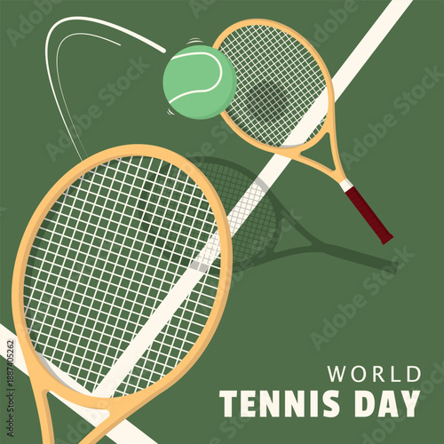World Tennis Day Poster. Playing tennis