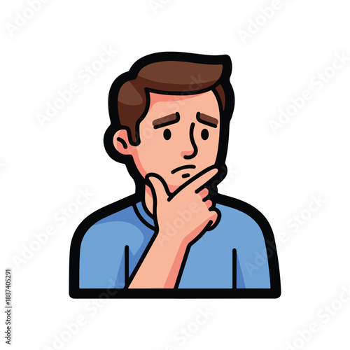 A cartoon man thinking