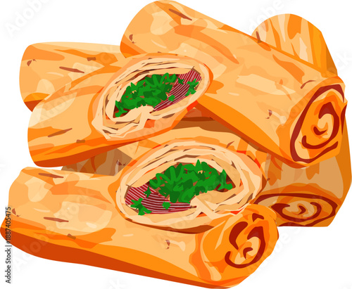 Crispy Golden Fried Spring Rolls with Savory Vegetable Filling