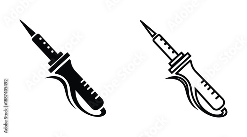 Soldering iron vector icon, outline style tool for electronics work and repair
