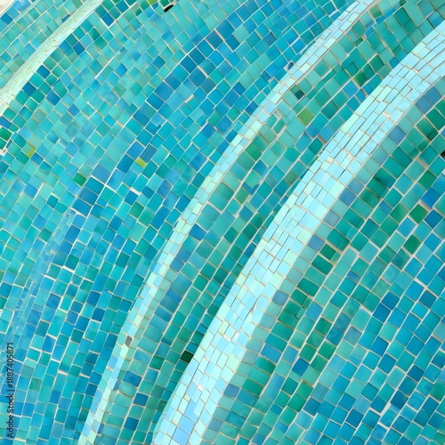 Abstract Mosaic Tile Pattern in Turquoise and Teal Colors