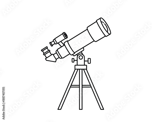 Telescope vector illustration, Astronomical instrument on tripod. Space exploration equipment for stargazing and science