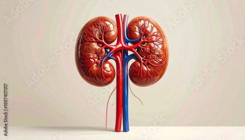Cross section kidney medical. Detailed cross-section of a kidney showing internal structures, perfect for educational and clinical explanations.