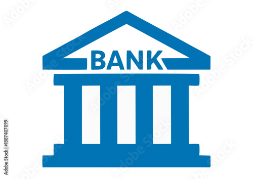Iconic Bank Building: Stylized Classical Facade Illustration