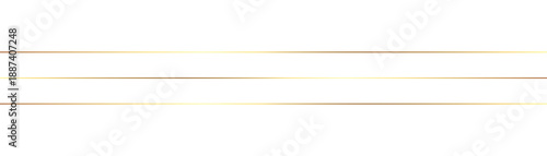 Three golden horizontal lines. Elegant decorative design element for invitation card backgrounds and frames or dividers