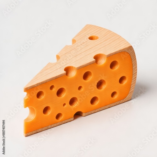 Features a cheese wedge illustration crafted from fir wood Paint