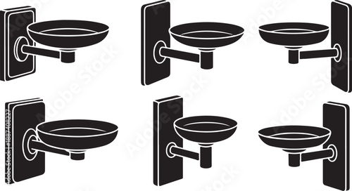 Wall mounted soap dispensers in a row illustration