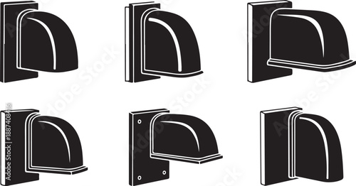 Various black mailbox designs with different mounting options shown