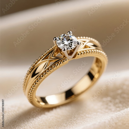 Milgrain Engagement Ring Tiny beads of metal along the edge of t