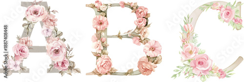 Floral Alphabet: Captivating floral letters, artfully crafted with delicate blossoms, add a touch of elegance and natural beauty to design and decorative projects.