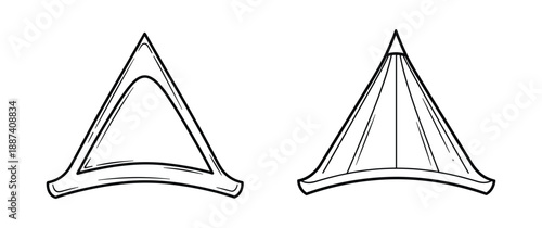 Two triangular headbands outline vector drawing illustration