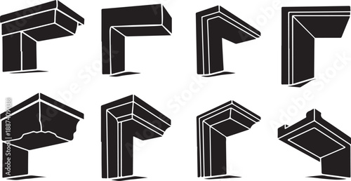 Black and white corner pieces in various styles collection