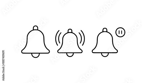Minimal Bell Icon Set Vector with Notification Badge and Ringing Motion