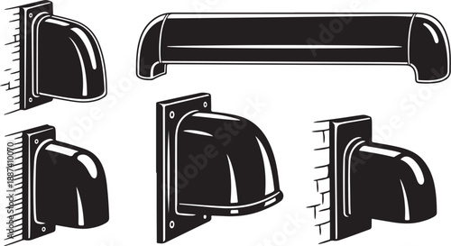 Black and white illustration of various grab bar designs