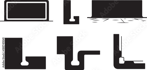 Black and white cable management icon set for electronics